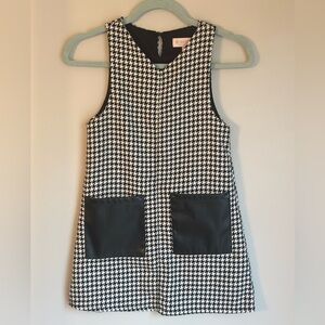 Girls Biscotti Collezioni Size 7 Houndstooth Black White Tweed Dress pockets